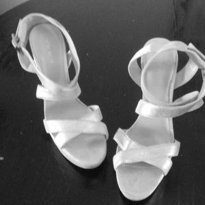 Silver Nine West Platform Heels