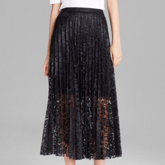 Free People Black Knife Pleat Lace Maxi Skirt