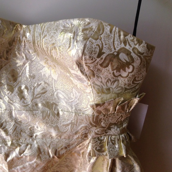 Gold Strapless Dress - Picture 2 of 4