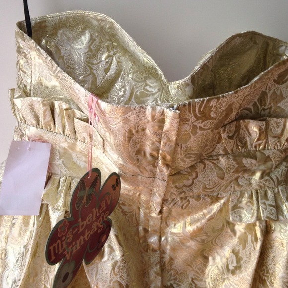 Gold Strapless Dress - Picture 3 of 4