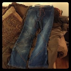 lei jeans with swede lace up