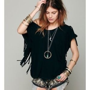 Free People fringe off shoulder top