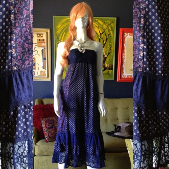 SOLD Free People Ethnic Block Print Tube Dress