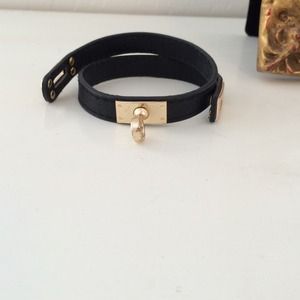 Black faux leather wrap bracelet