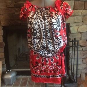 Summer red black dress