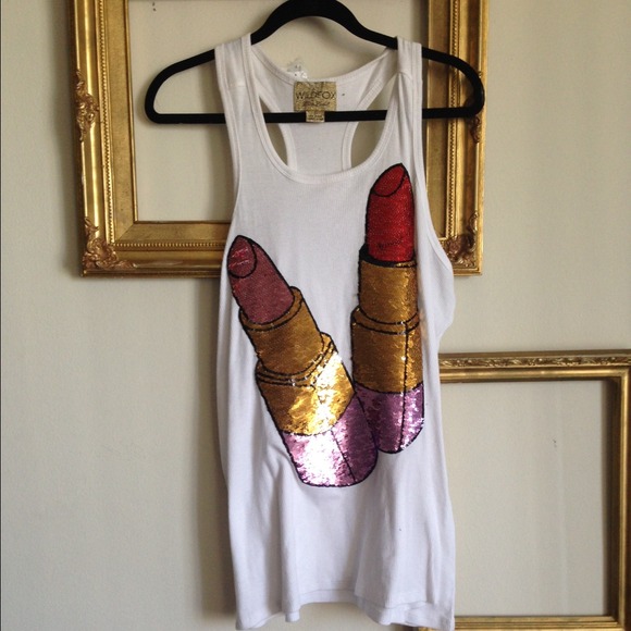 Wildfox Couture sequin lipstick tank