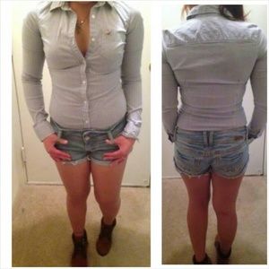 Hollister striped button-up long sleeve top