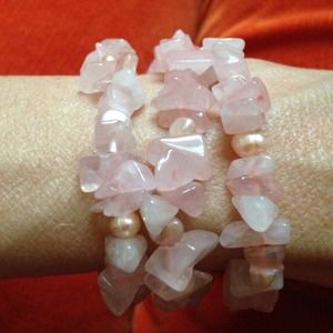 3 Rose Quartz stretch bracelets
