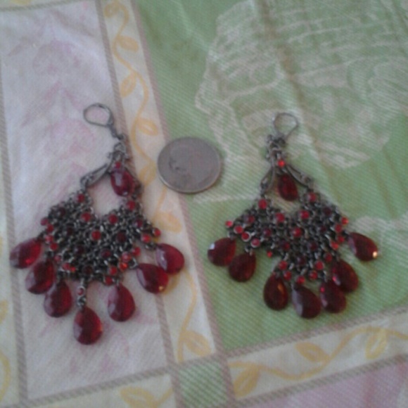 ****SOLD*** Garnet  Chandilier Earrings - Picture 2 of 4