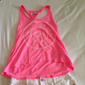 Sequin racer back tank pink gr white size S