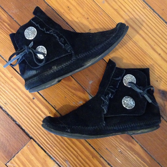Black Minnetonka booties
