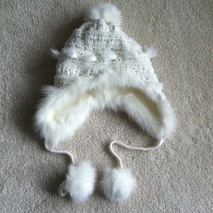 White fuzzy winter hat