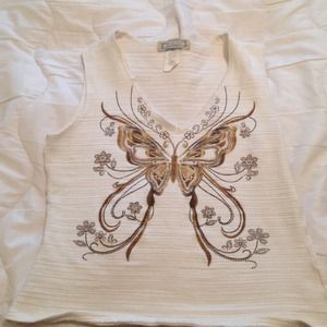 Beautifully beaded butterfly tang top