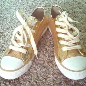 Gold sequin sneakers size 8 like new