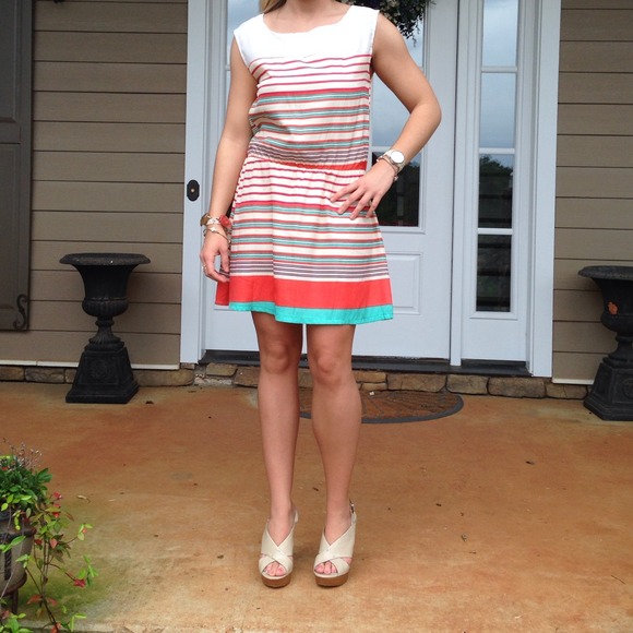 Teal, Orange & Cream Dress