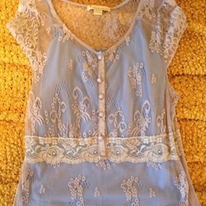 Blue & Purple Lace Blouse and Tank Top