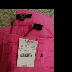 JCrew Hot Pink Toothpick Colored Denim NWT