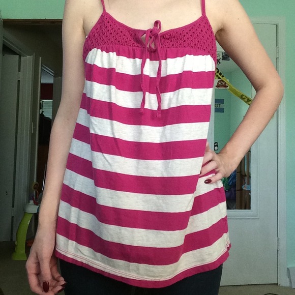 Pink and white tank top