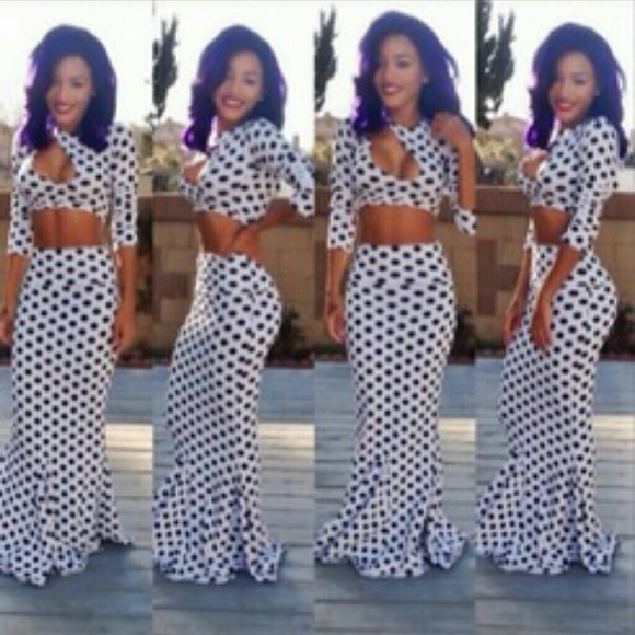Polka dot 2 piece bodycon dress