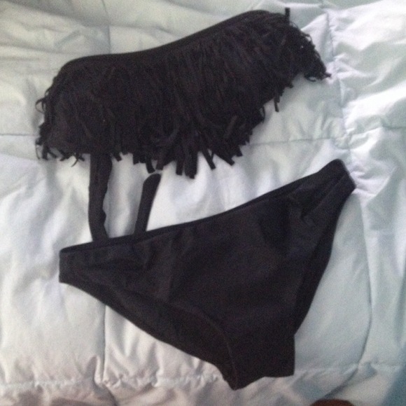Black Fringe top bikini