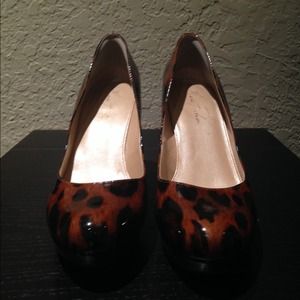 Marc Fisher Patent Leopard Skin Pumps, Size 8.5