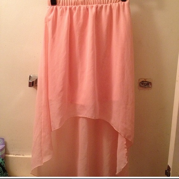 Pink high low chiffon skirt