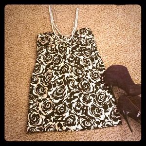 Black & white rose mini dress