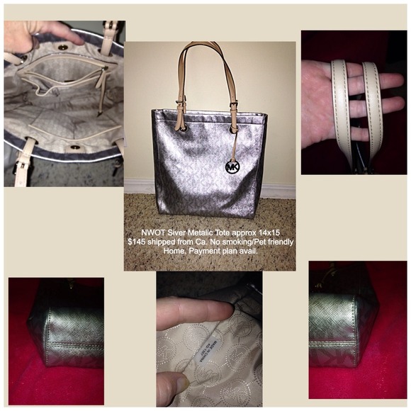 Beautiful silver metallic MK tote. NWOT