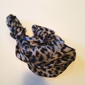 Grey Leopard-Print Silk Scarf
