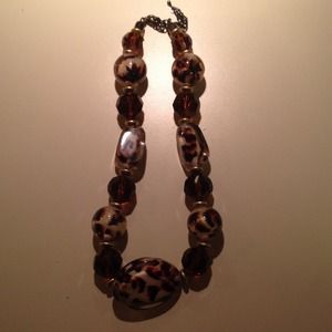 Leopard print chunky necklace