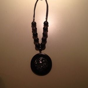 Wooden and stone necklace