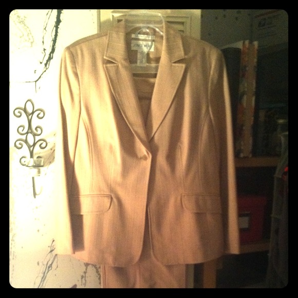 Tan Pinstripe Pants Suit