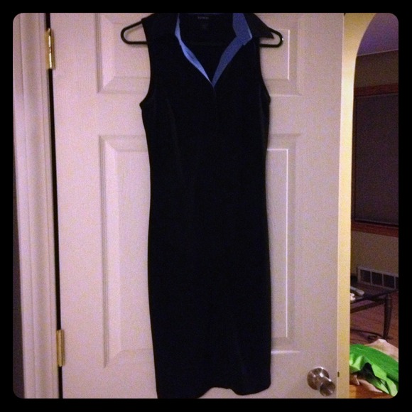 Back and blue collared express dress