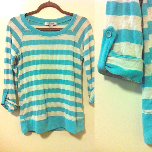 Blue and White Striped Top