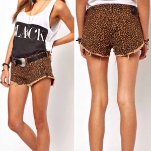 One Teaspoon Cheetah Bonita denim shorts, s24 NWT