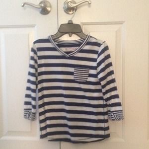 Navy red camel striped shirt