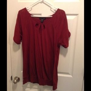 Wine colored top with cold shoulder