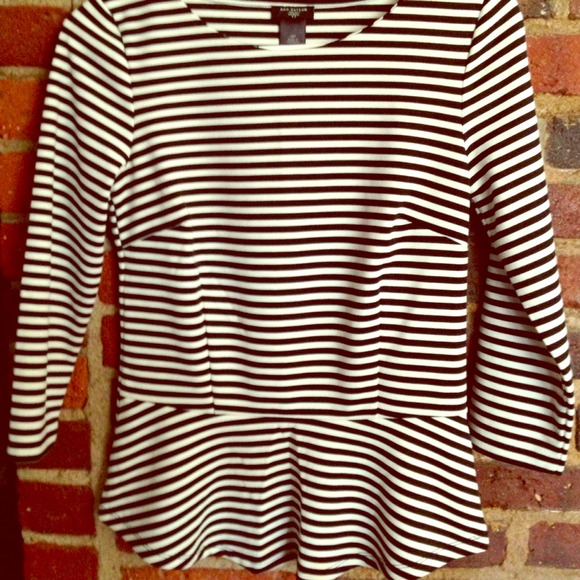 And Taylor black-and-white striped Peplum shirt
