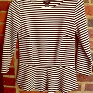 And Taylor black-and-white striped Peplum shirt