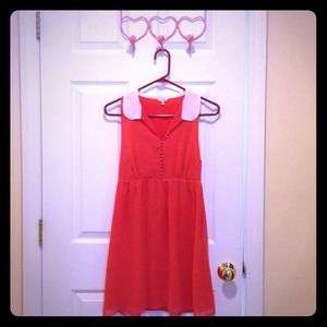 Bright pink dress with Peter Pan collar