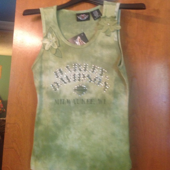 Green HD rhinestone tank