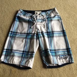 Men's Aeropostale swim shorts in white/blue plaid