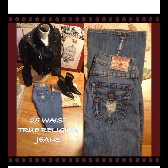SALE💐25 W-TRUE RELIGION DESTROYED JEANS- 32"in - Picture 1 of 4