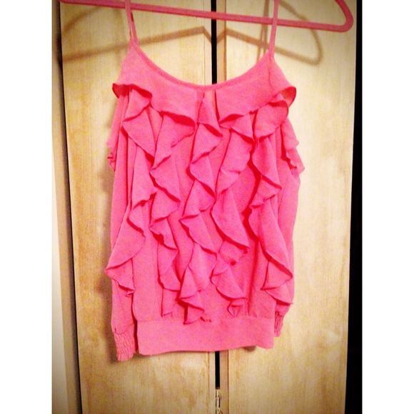 Pink ruffle top