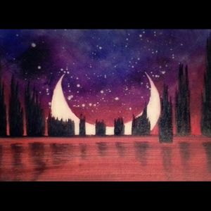 An oil painting of a galaxy landscape