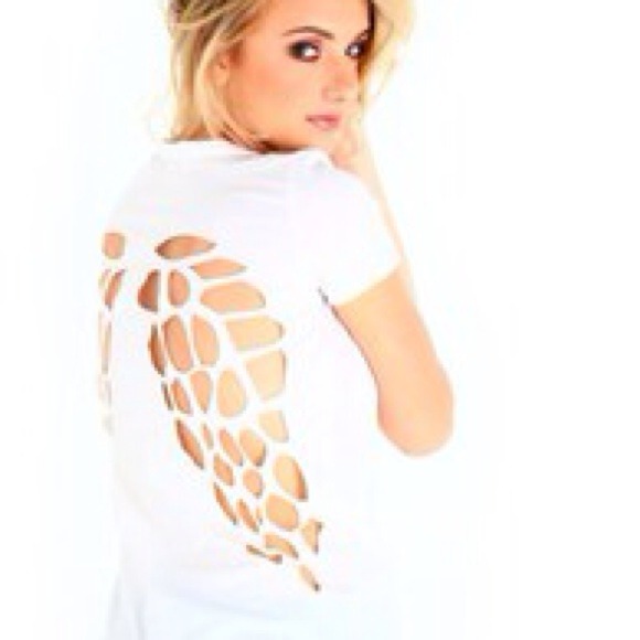 NEW Cut Out Angel Wing Tee in White - Picture 3 of 3