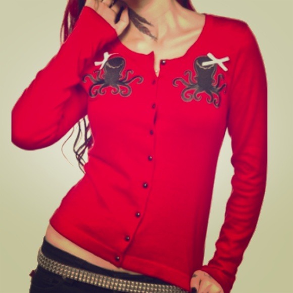 *RARE* Sassy Octopus Red Cardigan by Sourpuss