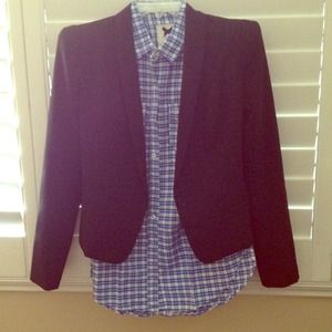 Classic preppy dress shirt. Blue plaid. Size S
