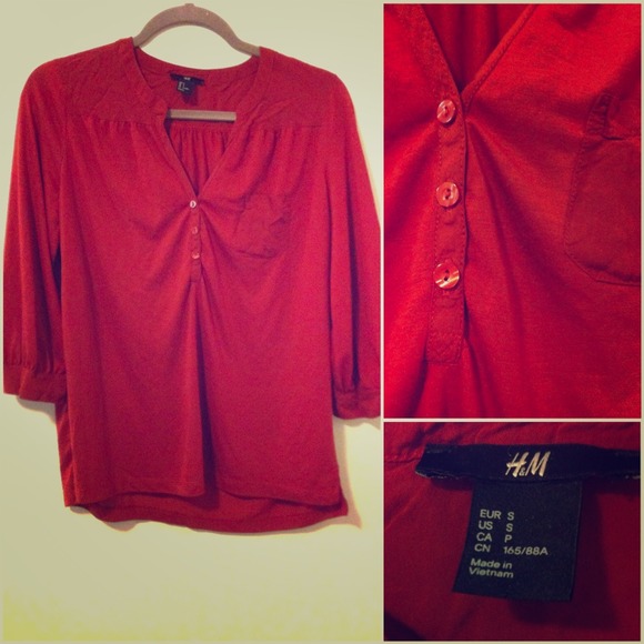 H&M Long-Sleeve Top (Deep Red)