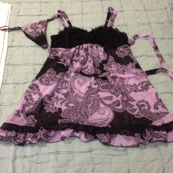 Purple paisley baby doll nightie with thong.